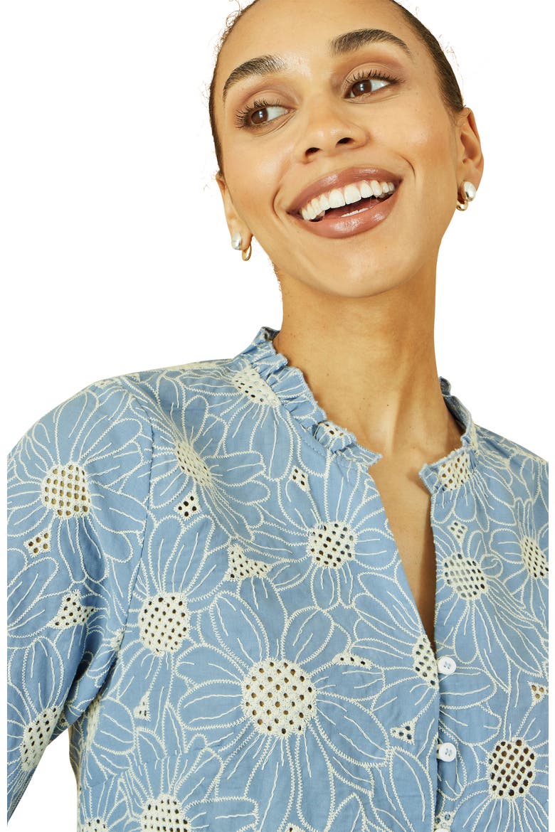 Daisy Broderie Shirt, Alternate, color, Blue