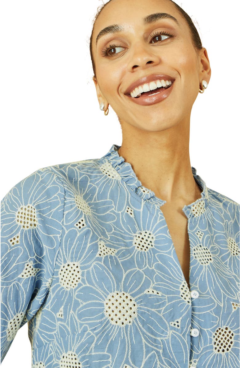 Yumi Daisy Broderie Shirt, Alternate, color, Blue