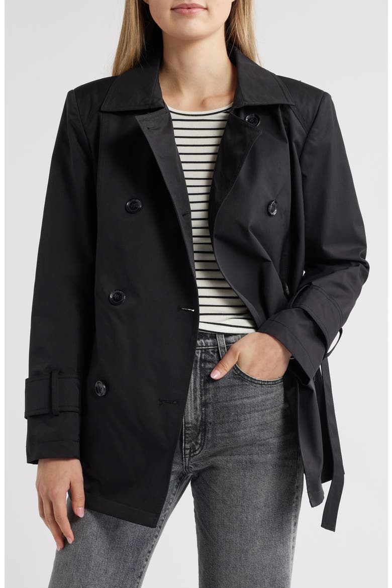 Belted Trench Coat, Alternate, color, BLACK