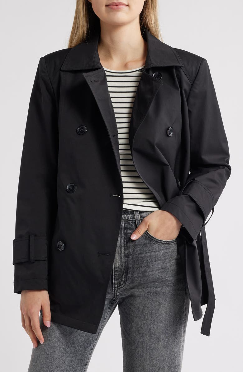 Sam Edelman Belted Trench Coat, Alternate, color, Black