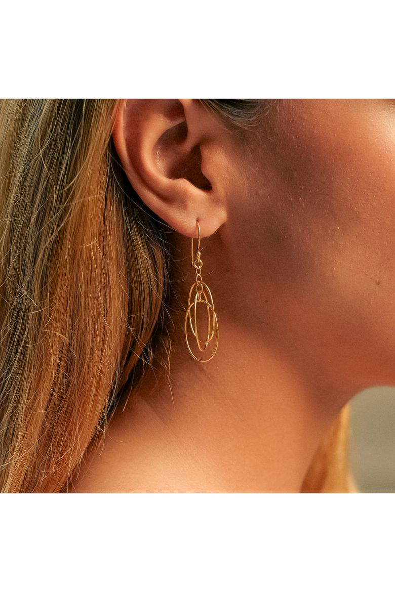 Nested Loop 3D Drop Earring in Sterling Silver, Alternate, color, Gold