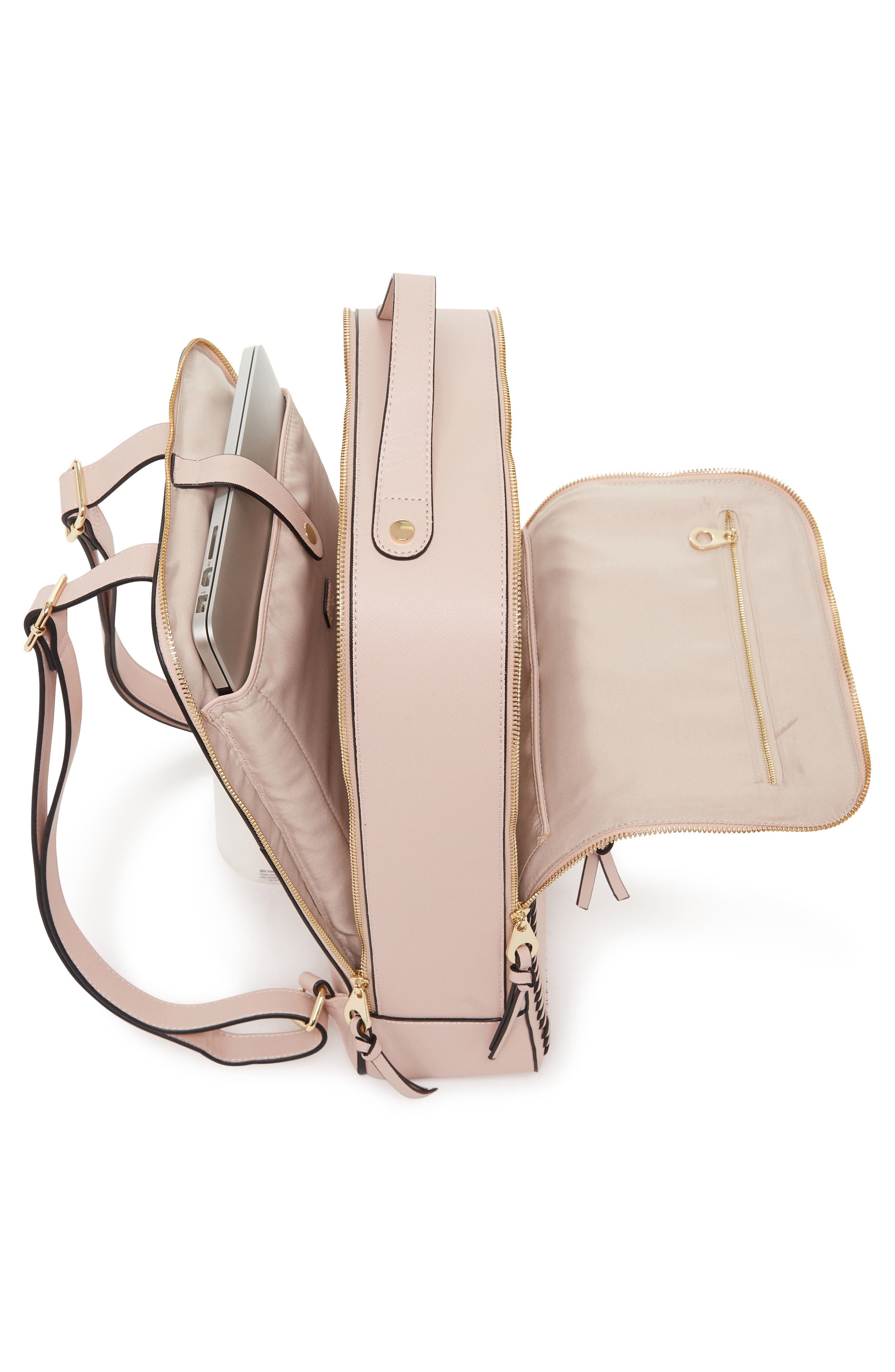 Kaya Faux Leather Laptop Backpack, Alternate, color, BLUSH PINK