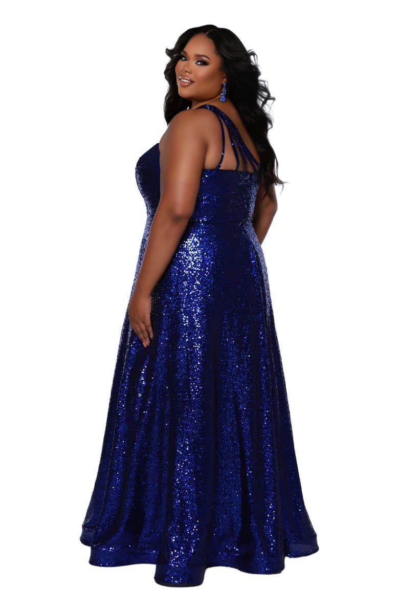 Sydney's Closet Sequin A-Line One-Shoulder Plus Size Gown, Alternate, color, 