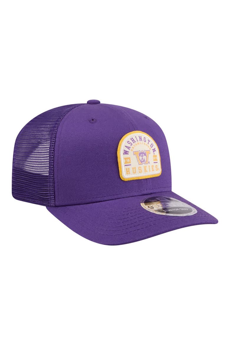 Men's New Era Purple Washington Huskies Patched 9SEVENTY Trucker Adjustable Hat, Alternate, color, Purple