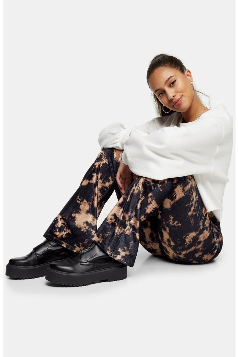 Tie Dye Velvet Flare Trousers, Alternate, color, BLACK MULTI