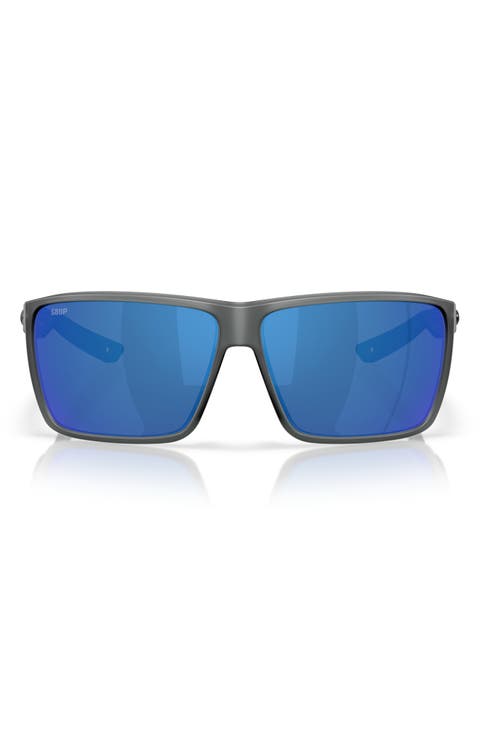 Rincon II 64mm Mirrored Polarized Oversize Rectangular Sunglasses