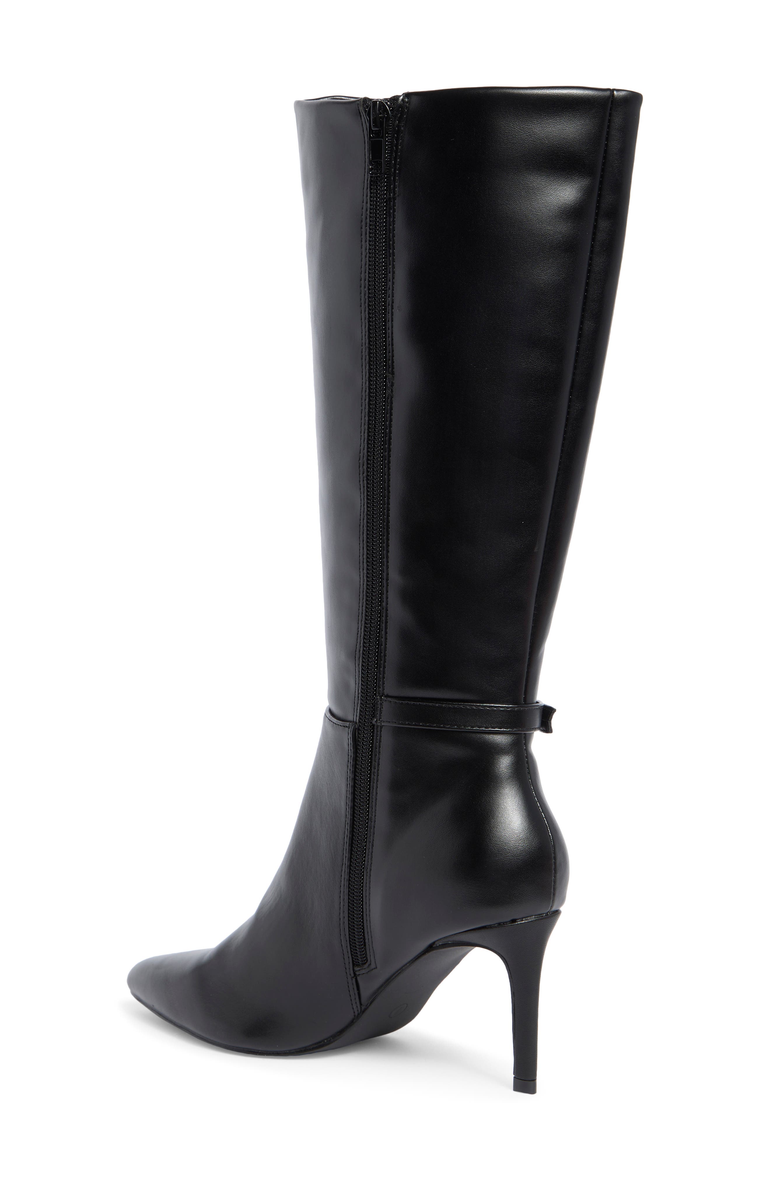Jeanette Faux Leather Knee High Boot, Alternate, color, BLACK