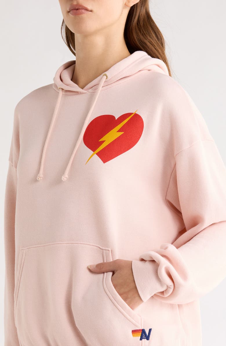 Aviator Nation Bolt Heart Hoodie, Alternate, color, Light Pink