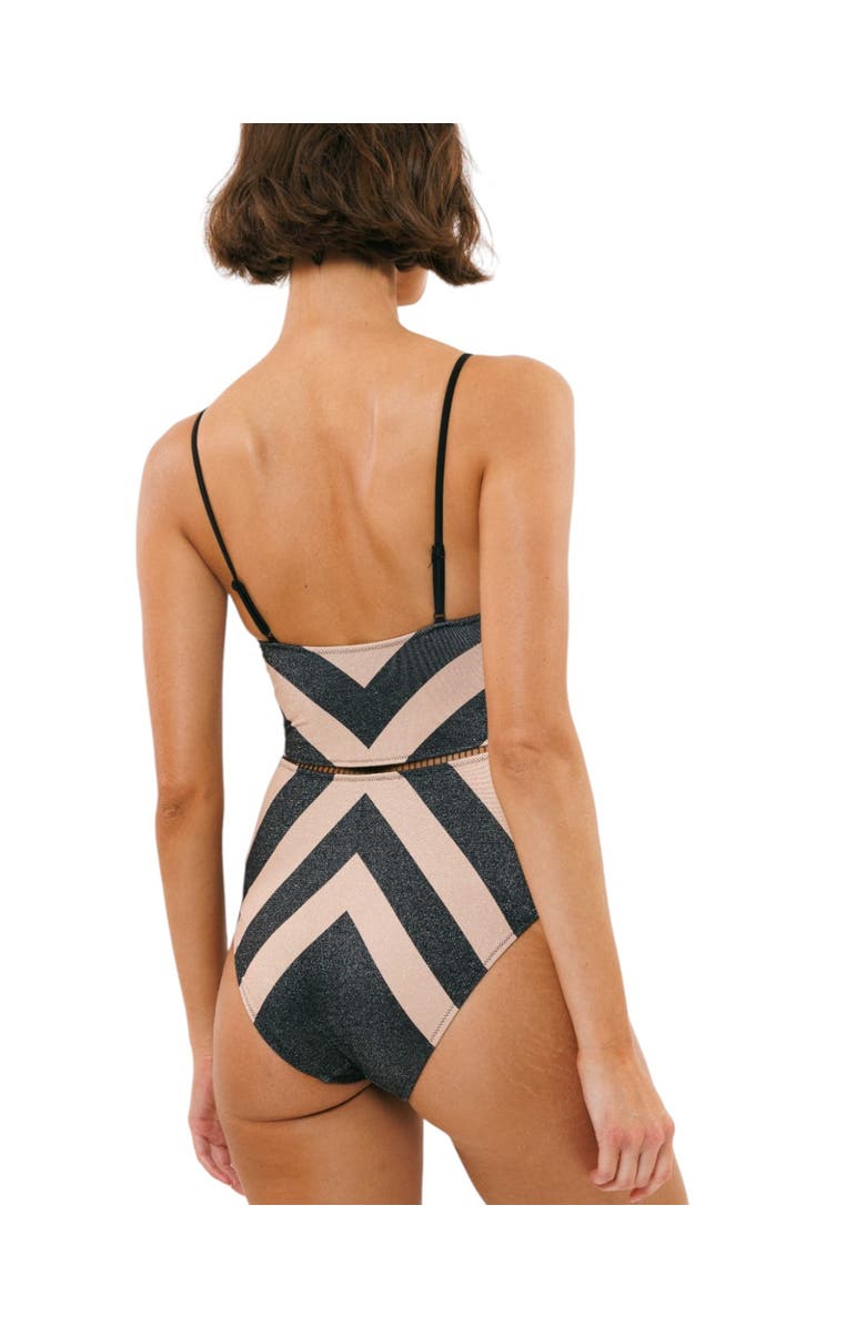 Biliblond Arava Stripes Onepiece Swimsuit, Alternate, color, Black Nude Lurex