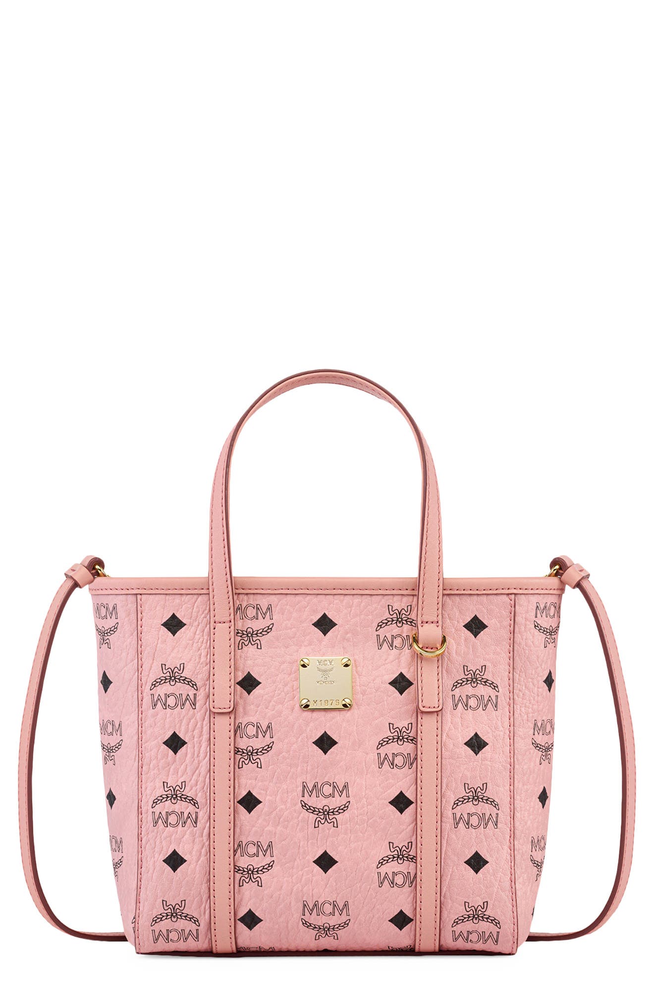 Mcm Mini Toni Visetos Coated Canvas Top Handle Shopper Bag In Soft Pink