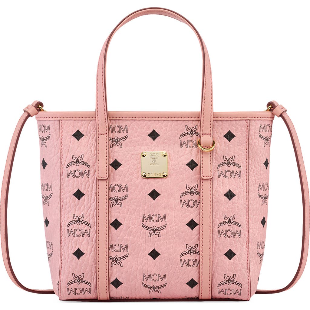 Mcm Mini Toni Visetos Coated Canvas Top Handle Shopper Bag In Soft Pink