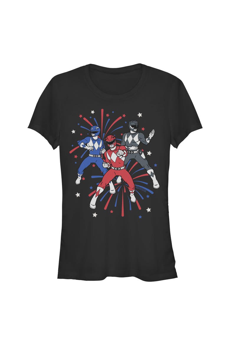 Junior's Classic Fireworks Trio Short Sleeve Graphic T-Shirt, Main, color, Black