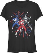 Power Rangers Junior's Classic Fireworks Trio Short Sleeve Graphic T-Shirt