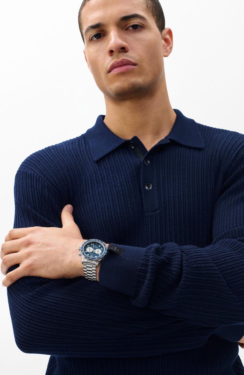 rag & bone Reid Chronograph Bracelet Watch, 42mm, Alternate, color, Silver