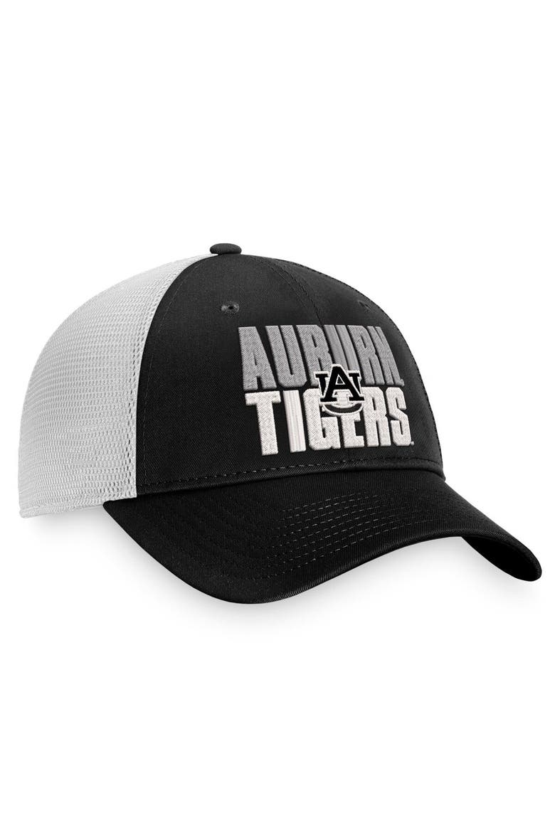 Men's Top of the World Black/White Auburn Tigers Stockpile Trucker Snapback Hat, Alternate, color, Black