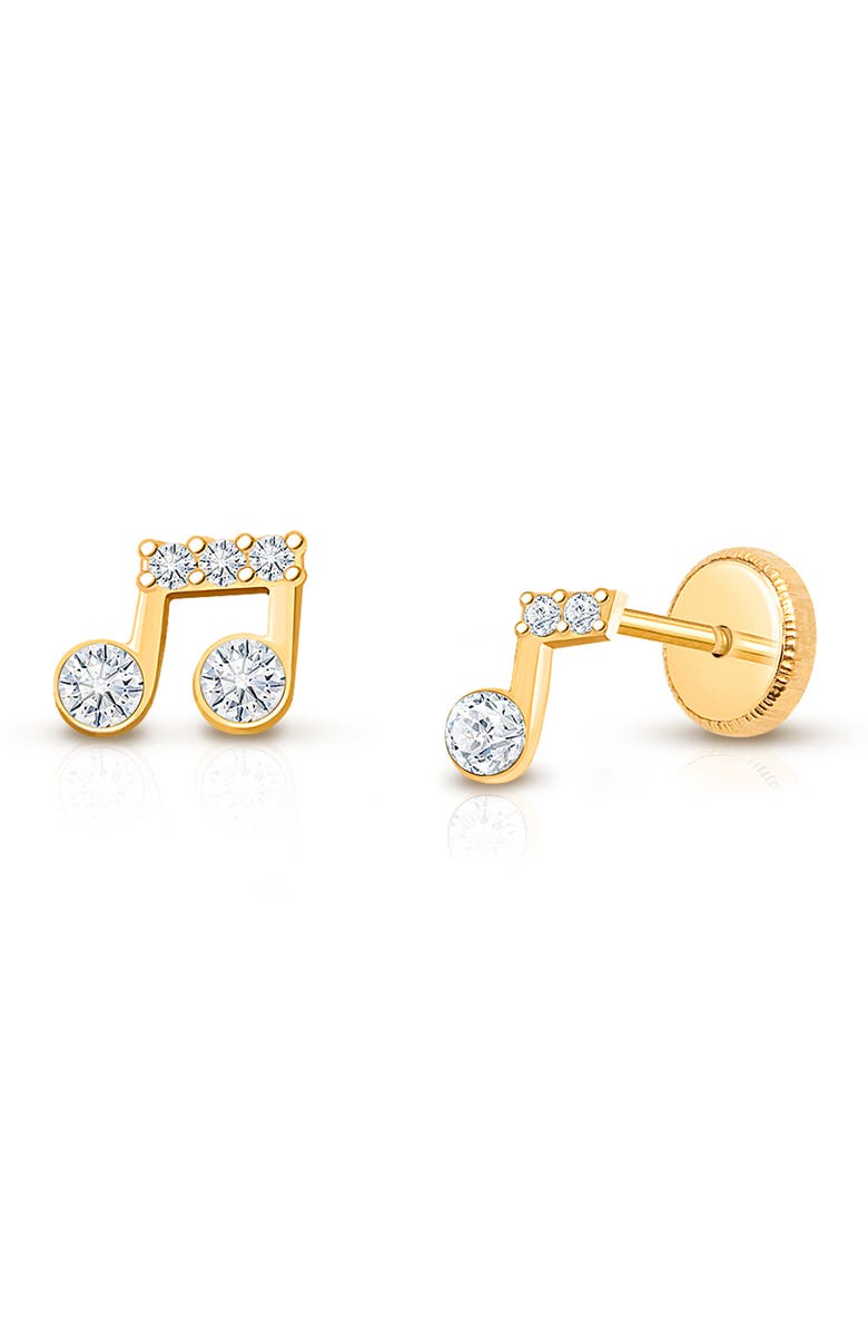 Tiny Blessings 14K Gold Magical Music Notes Studs Screw Back Earrings, Main, color, 14K Yellow Gold