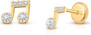 Tiny Blessings 14K Gold Magical Music Notes Studs Screw Back Earrings