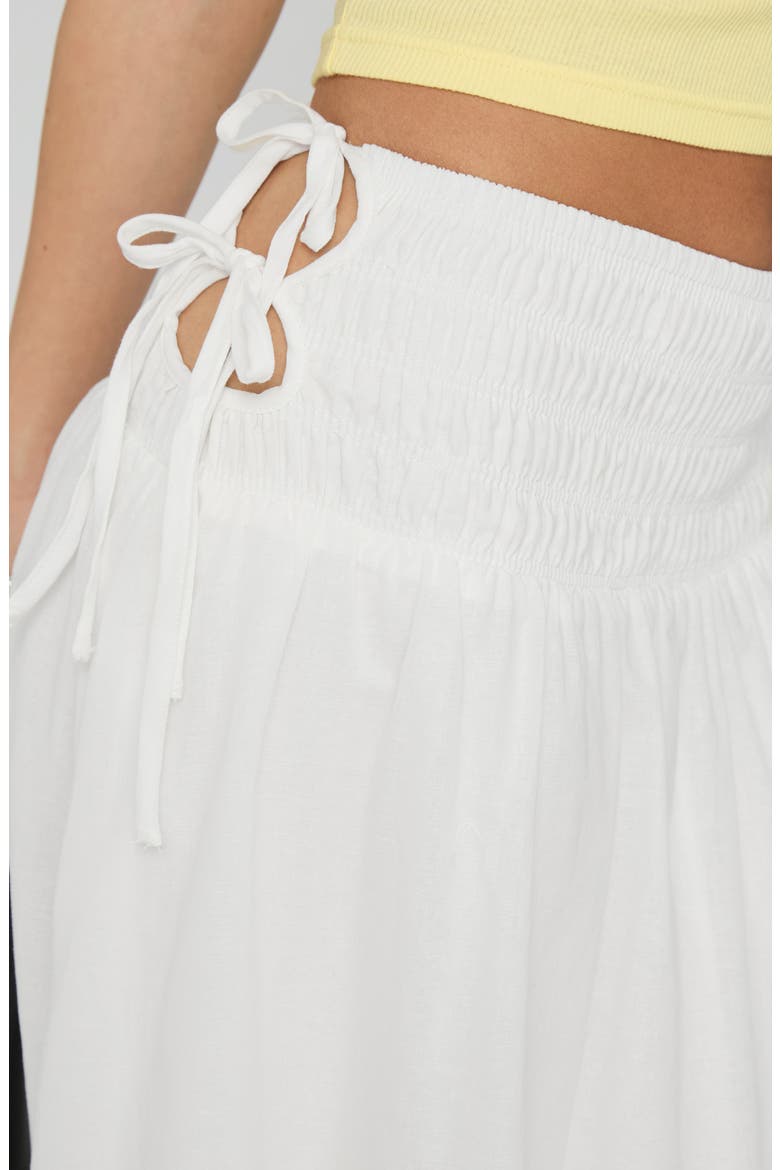 Venice Shirred Cotton & Linen Maxi Skirt, Alternate, color, WHITE