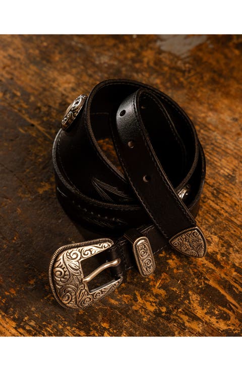 Cattle Calf Leather Belt with Studs