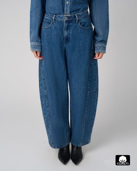 Mid Rise Barrel Jeans