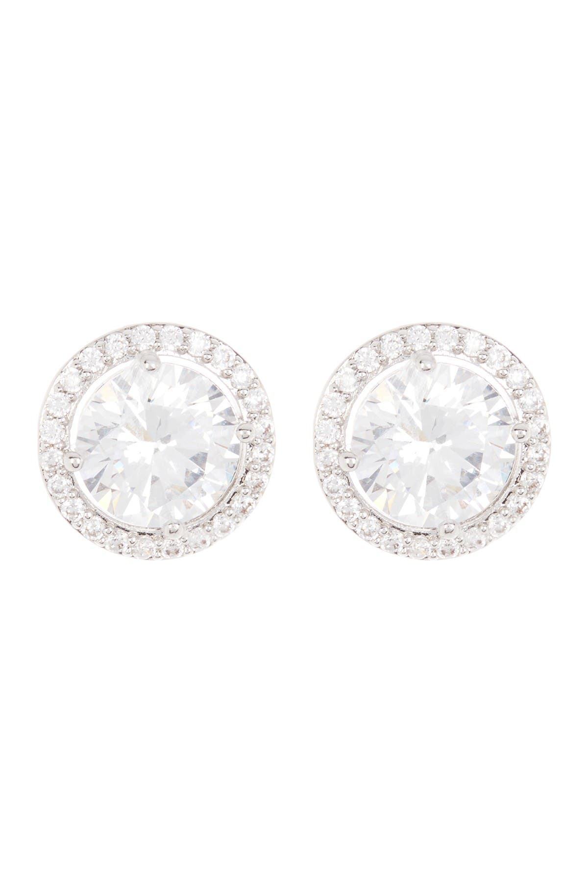 Nadri Rhodium Plated CZ Halo Round Stud Earrings (Women) | Nordstromrack