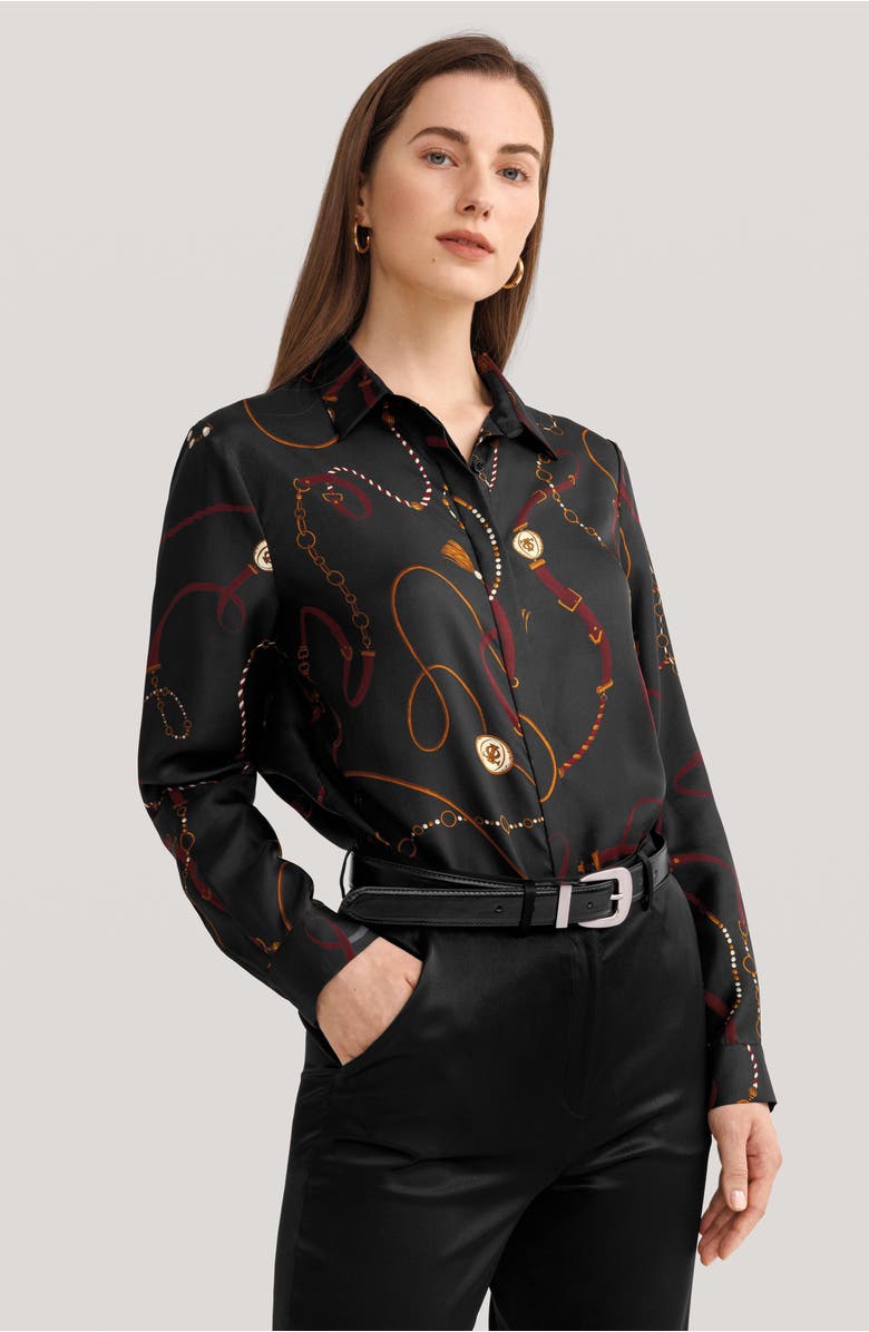 Lilysilk Women's Louisville Print Silk Shirt, Alternate, color, Louisville Print