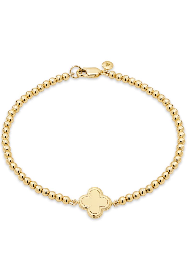 Clover Beaded Ball Bracelet in Gold Plated Sterling Silver, Main, color, Yellow Gold