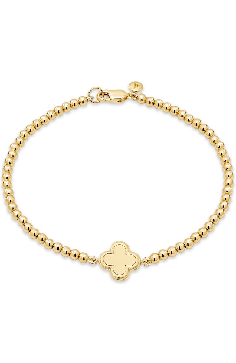 DEVATA Clover Beaded Ball Bracelet in Gold Plated Sterling Silver, Main, color, Yellow Gold