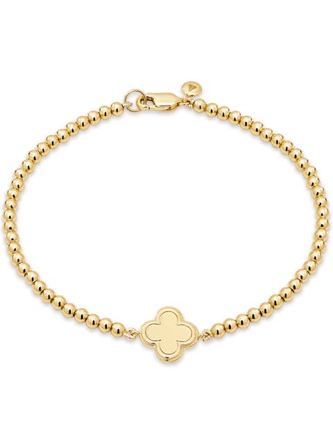 Clover Beaded Ball Bracelet in Gold Plated Sterling Silver