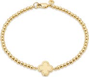 DEVATA Clover Beaded Ball Bracelet in Gold Plated Sterling Silver