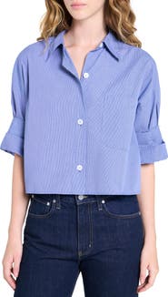 TWP Next Ex Crop Cotton Button-Up Shirt