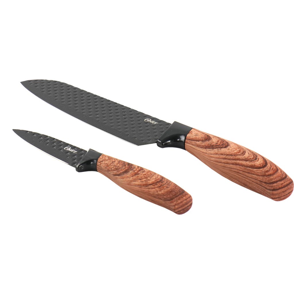 Oster Gunderson 2 Piece Black Stainless Steel Cutlery Set In Brown