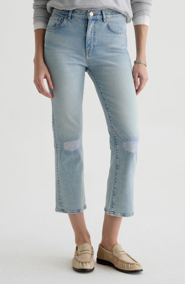 AG Brinley Rip & Repair Mid Rise Straight Leg Jeans, Main, color, Riverbend