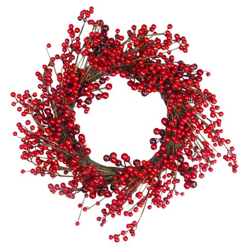 Artificial Berry Christmas Twig Wreath - 20" - Unlit