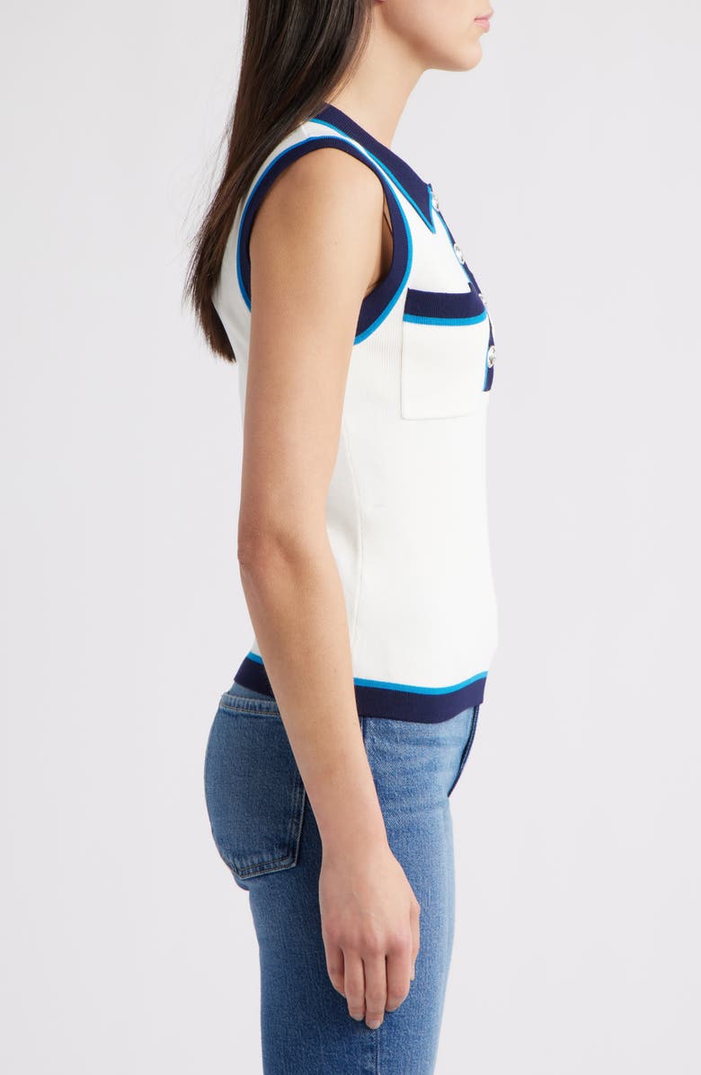 ZOE AND CLAIRE Tipped Sleeveless Polo Sweater, Alternate, color,