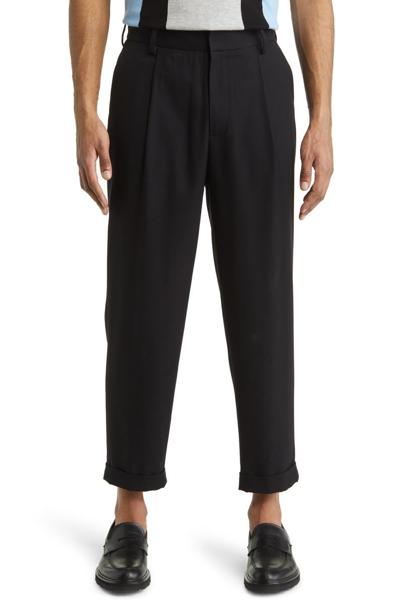 Open Edit Pleat Front Tapered Leg Pants, Main, color,