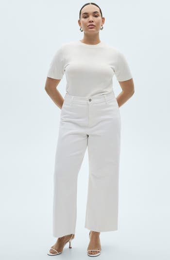 Catherin Raw Hem High Waist Wide Leg Culotte Jeans