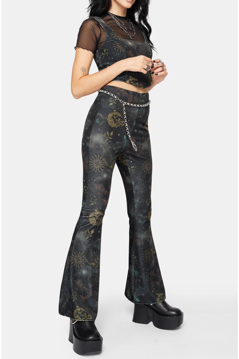 Phoenix Dragon Velour Flare Trouser, Alternate, color, Green