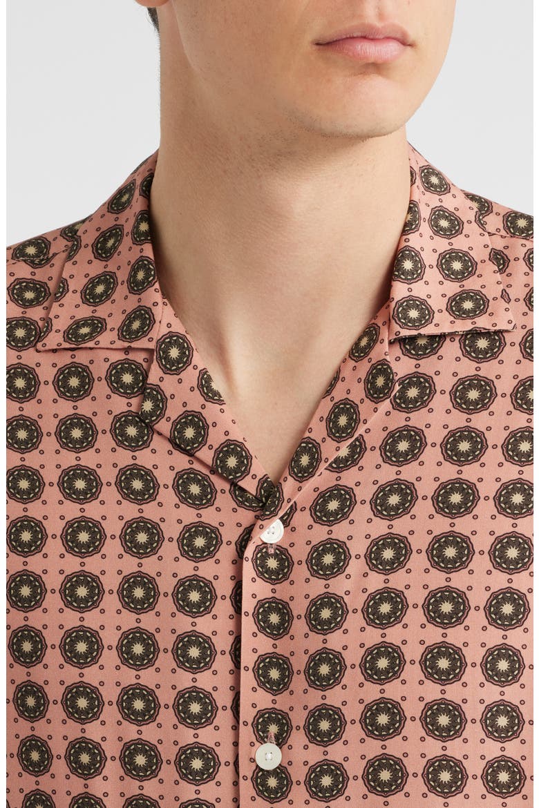 Medallion Print Viscose Camp Shirt, Alternate, color, BLUSH