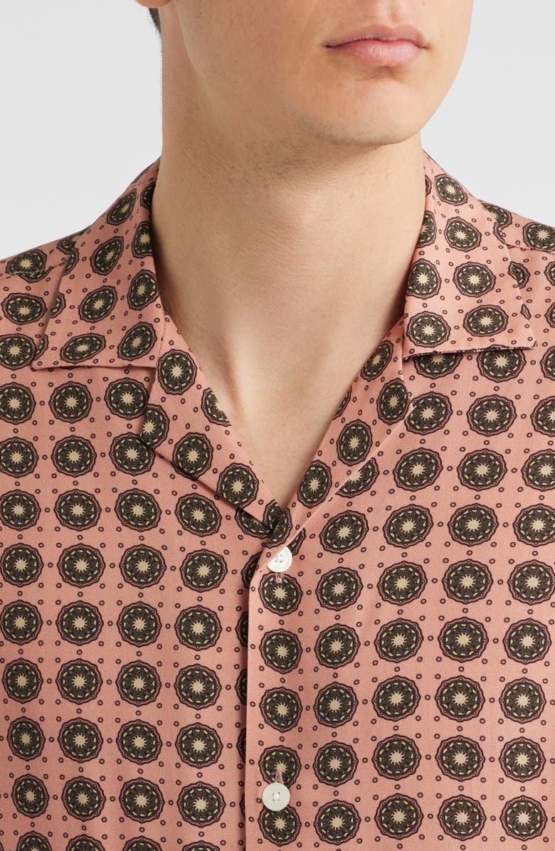 OAS Medallion Print Viscose Camp Shirt, Alternate, color, Blush