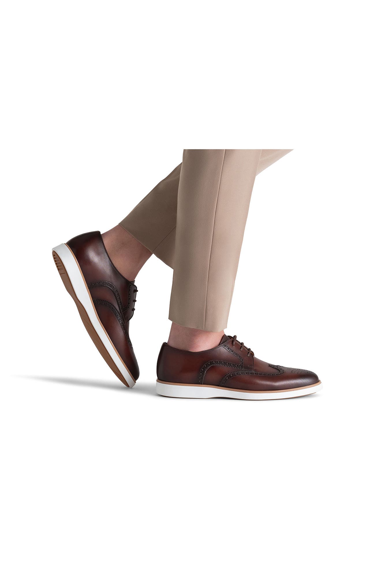 Magnanni Leonel Sneaker Sole Wingtip Derby, Alternate, color, Brown