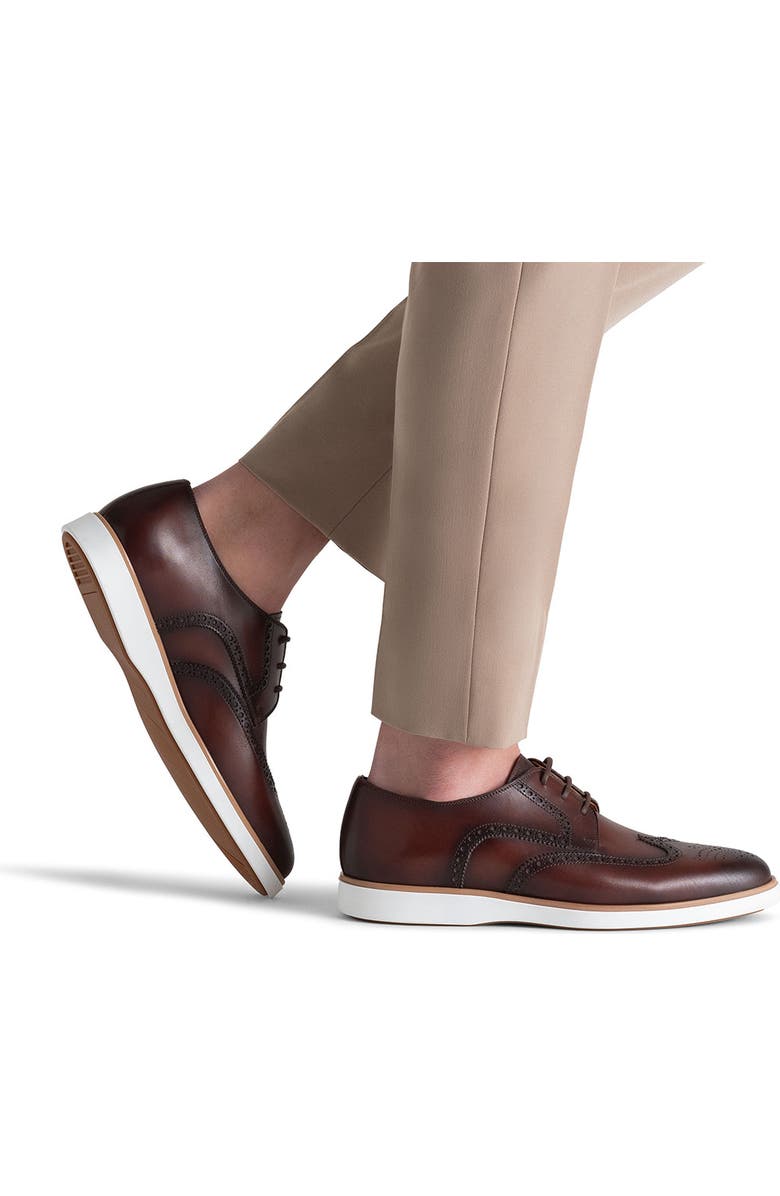 Magnanni Leonel Sneaker Sole Wingtip Derby, Alternate, color, Brown