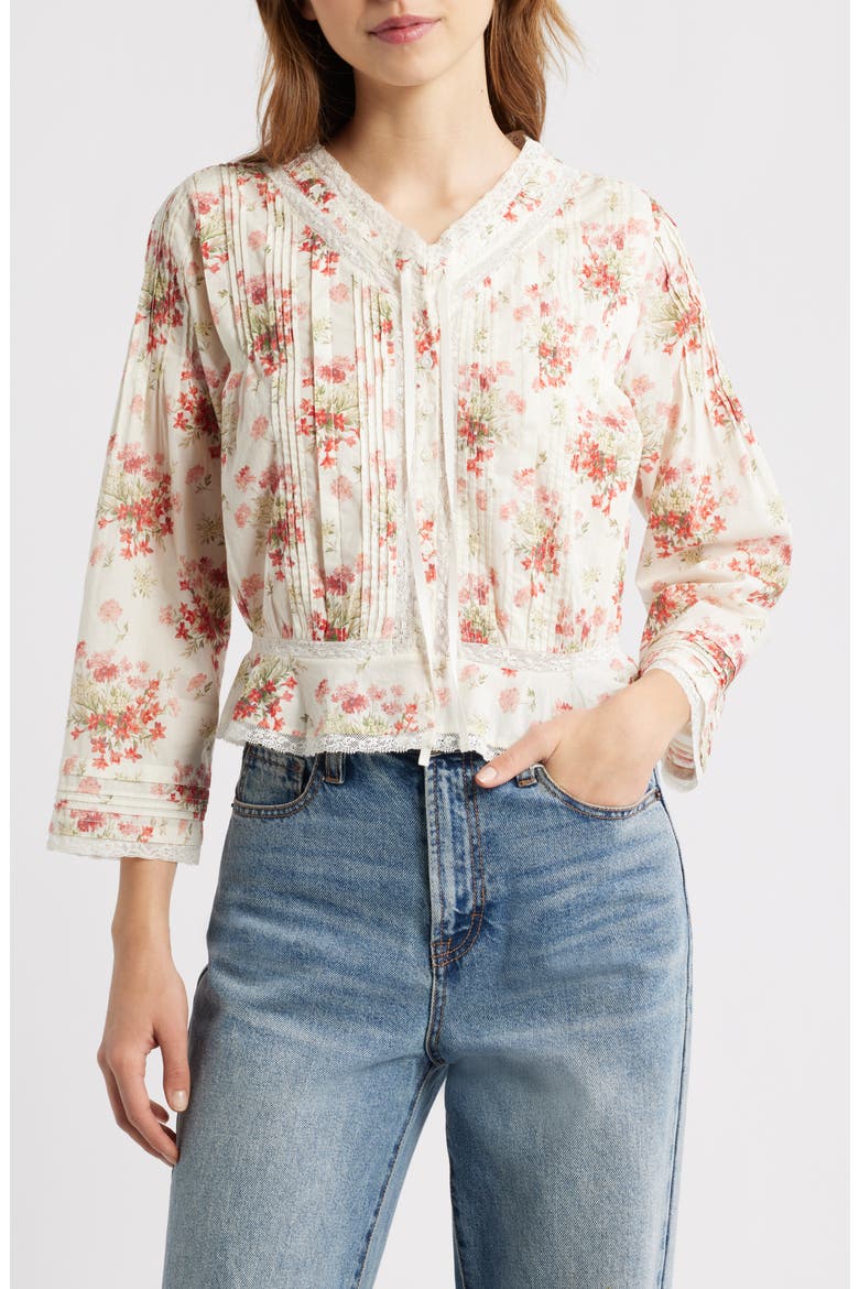 Hillock Floral Organic Cotton Voile Top, Main, color, LANTANA FLORAL