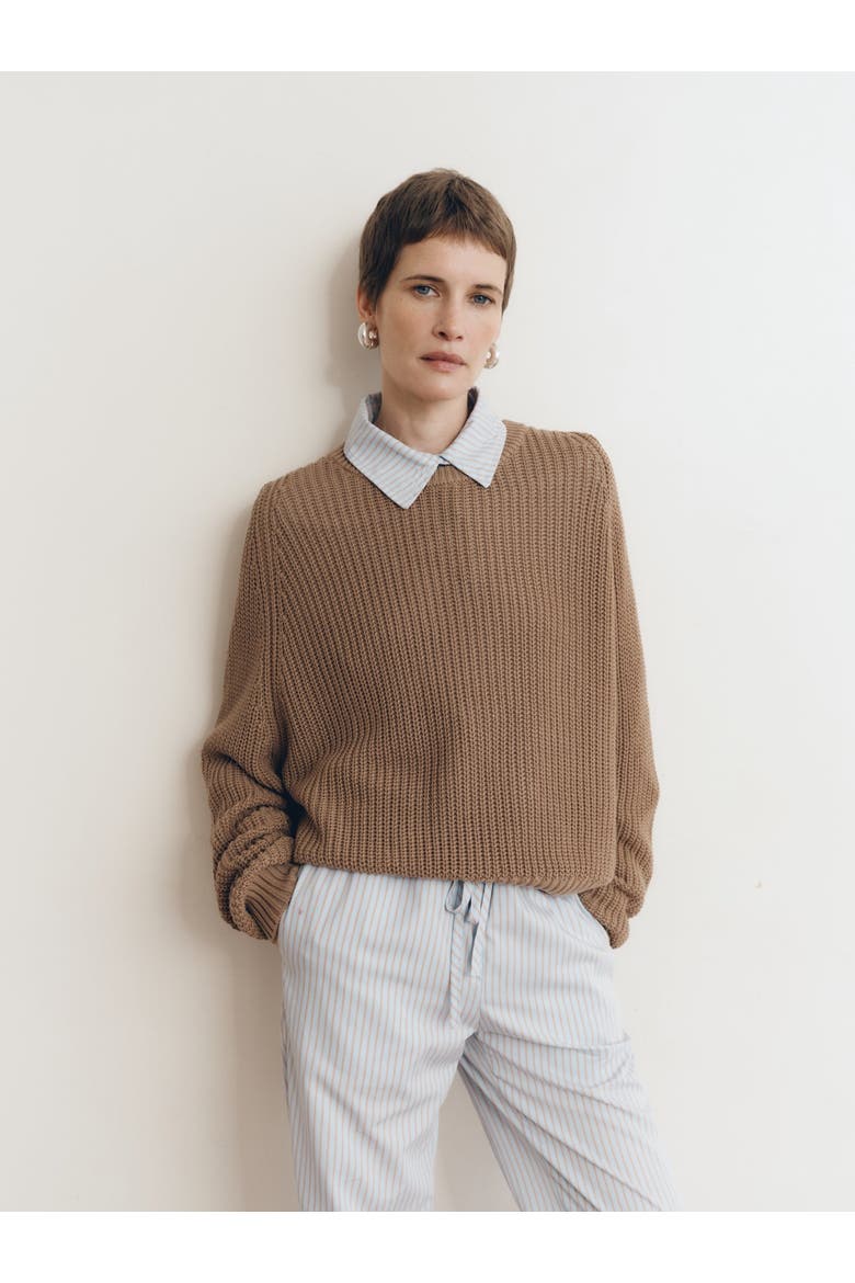 Pia Cotton Sweater, Alternate, color, Bark