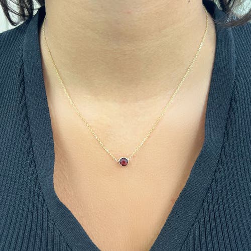 The Lovery Fine Jewelry Garnet Single Bezel Necklace In Burgundy