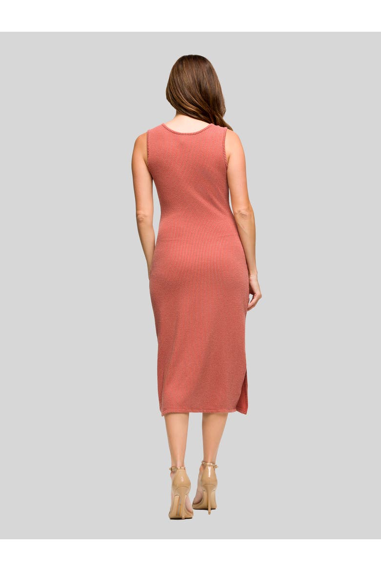 Fitted Sleeveless Side Slit Midi Dress, Alternate, color, Brick