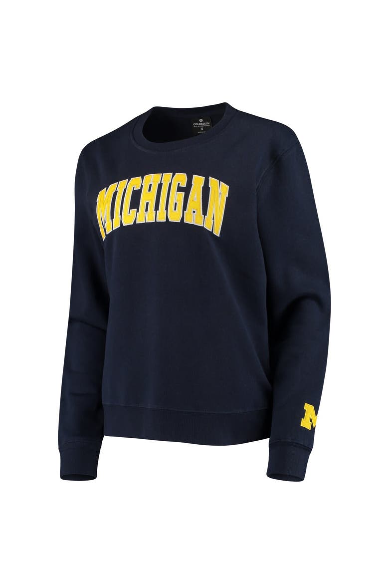Women's Colosseum Navy Michigan Wolverines Campanile Pullover Sweatshirt, Alternate, color, Navy