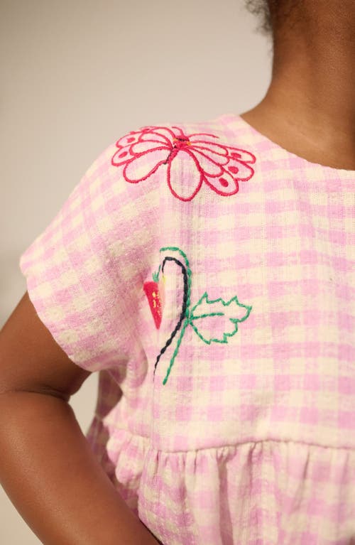 Next Kids' Embroidered Gingham Top & Shorts Set In Pink