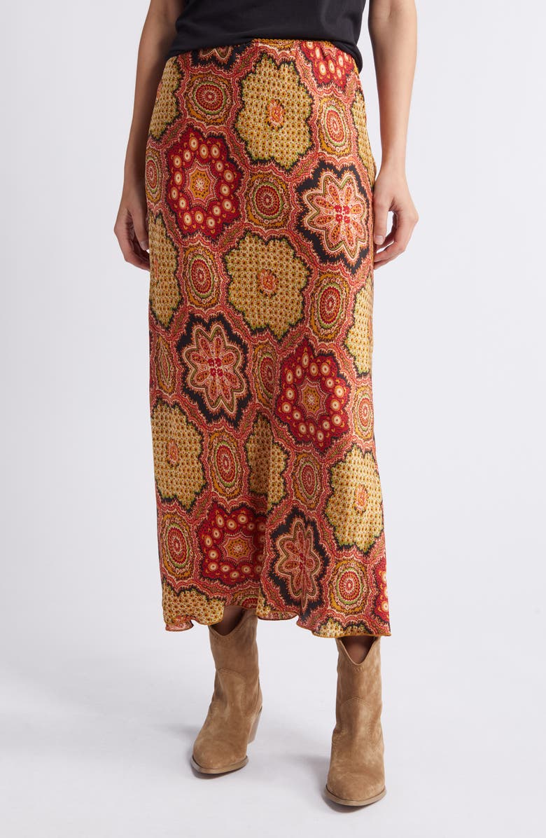 THE GREAT. The Seabank Patchwork Print Midi Skirt, Main, color, 