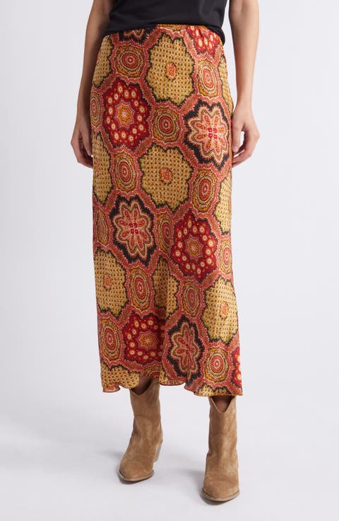 The Seabank Patchwork Print Midi Skirt